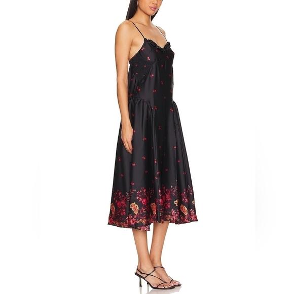 NEW Free People On My Own Printed Maxi Dress In Black Combo - Picture 3 of 8